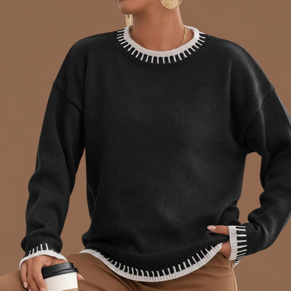 Lafayte Contrast Stitching Loose Sweater
