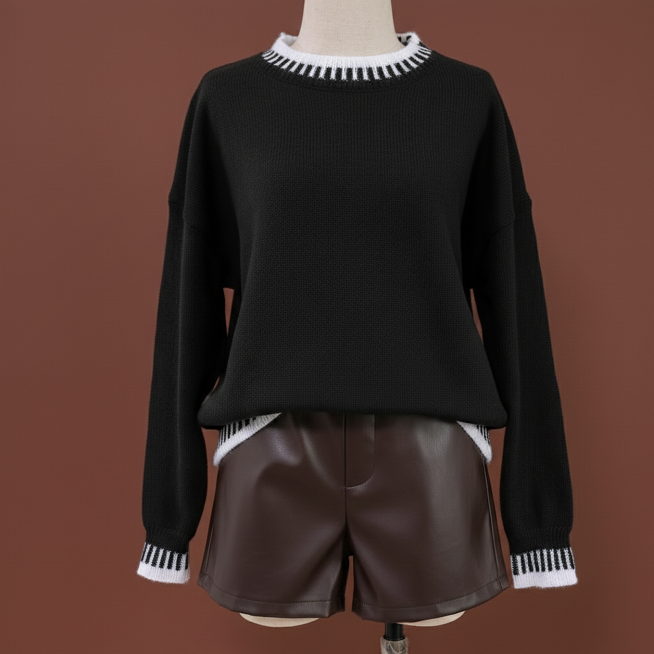 Lafayte Contrast Stitching Loose Sweater