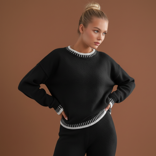 Lafayte Contrast Stitching  Loose Sweater