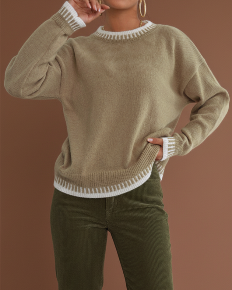Lafayte Contrast Stitching  Loose Sweater